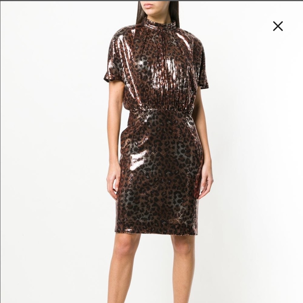 Msgm micro pleated sequin brown dress NWT 4